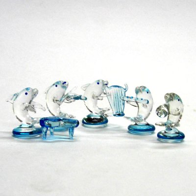 画像1: クリアイルカ楽団　５Ｐ　ガラス細工　雑貨　置物
