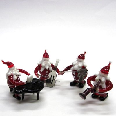 画像1: サンタクロース楽団　Ｌ　４Ｐ　クリスマス　ガラス細工　雑貨　置物