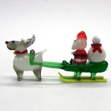 他の写真1: サンタそり＆赤鼻のトナカイ　ホワイト　クリスマス　ガラス細工　雑貨　置物