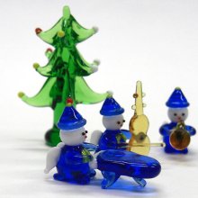 他の写真1: 20%OFF　Xmas小人楽団　ブルー　クリスマス　ガラス細工　雑貨　置物