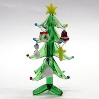 クリスマスツリー　9.5cm　５Ｐ　クリスマス　ガラス細工　雑貨　置物