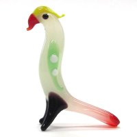 春に人気　オナガ　Ｌ　レッド　鳥　ガラス細工　雑貨　置物