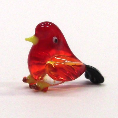 画像1: クリアバード　レッド　鳥　ガラス細工　雑貨　置物