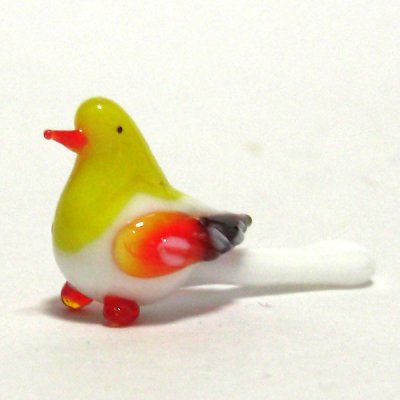 画像1: 春に人気　動物のガラス細工　鳥（バード）　オナガ　Ｓ　イエロー　ガラス細工　雑貨　置物