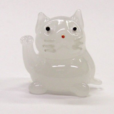 画像1: 招き猫　ホワイト　ガラス細工　雑貨　置物