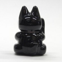 他の写真1: ネコのガラス細工招き猫　Ｌ　〜ブラック〜