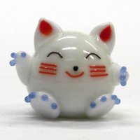 福招き猫　Ｌ　ガラス細工　雑貨　置物