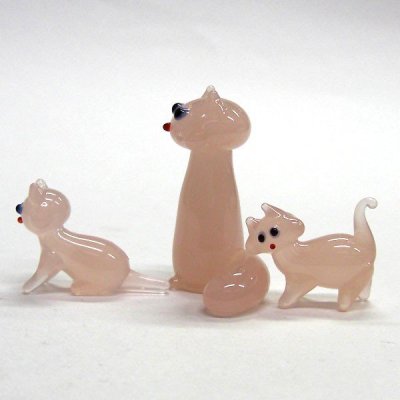 画像3: ねこ（猫）　ペルシャ親子ネコ　ピンク　ガラス細工　雑貨　置物