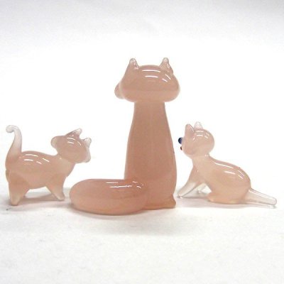 画像4: ねこ（猫）　ペルシャ親子ネコ　ピンク　ガラス細工　雑貨　置物
