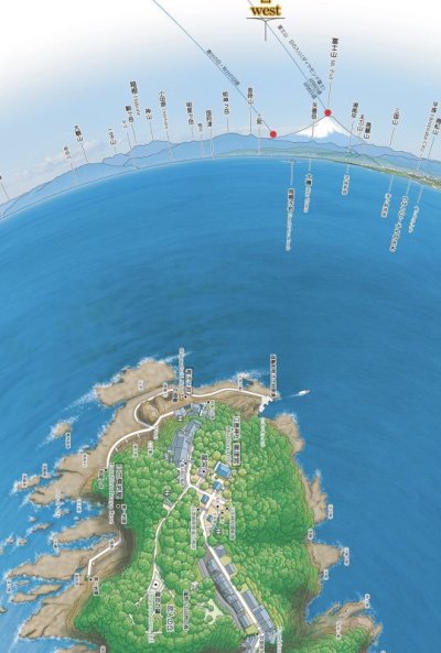 画像2: 【金の額縁付】!!　鳥瞰図「江の島360°」