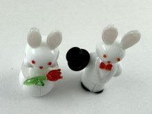 他の写真1: うさぎさんカップル　結婚祝い　ガラス細工　雑貨　置物