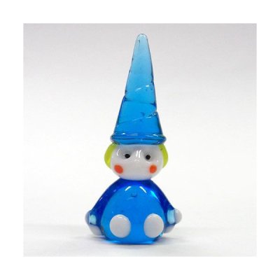 画像1: 青い洋服の座小人　Ｌ　メルヘン　ガラス細工　雑貨　置物