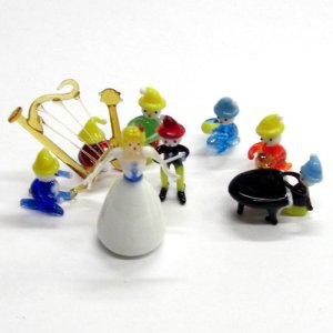 天使小人の楽団５Ｐ ホワイト ガラス細工 雑貨 置物 - 江の島ガラス