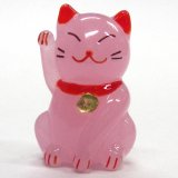 画像: 招き猫のガラス細工　カラー招き猫　ピンク