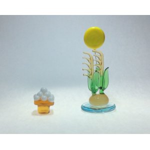 画像: 月とススキと団子　ガラス細工　雑貨　置物 
