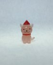 画像1: サンタ帽子ネコ　ピンク　クリスマス　ガラス細工　雑貨　置物