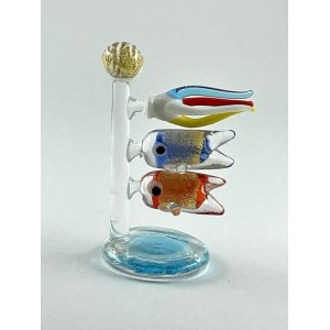画像: 金箔鯉のぼり  3連S     端午の節句 子供の日　ガラス細工　雑貨　置物
