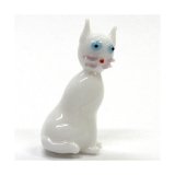 画像: ねこ（猫）　４色シャムネコ　ホワイト　ガラス細工　雑貨　置物