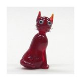 画像: ねこ（猫）　４色シャムネコ　レッド　ガラス細工　雑貨　置物