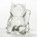 画像: クリア招き猫　ガラス細工　雑貨　置物
