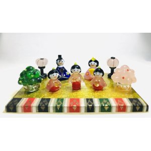 画像: ひな人形（雛人形）　豆雛人形セット（台付き）　ひなまつり　ガラス細工　雑貨　置物