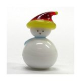 画像: 帽子スノーマン　レッド　クリスマス　ガラス細工　雑貨　置物