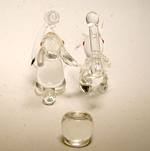 画像: ウサギのお餅つきセット(クリア）　干支　ガラス細工　雑貨　置物