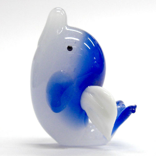 画像1: 天使イルカ　Ｌ　座り　ブルー　ガラス細工　雑貨　置物