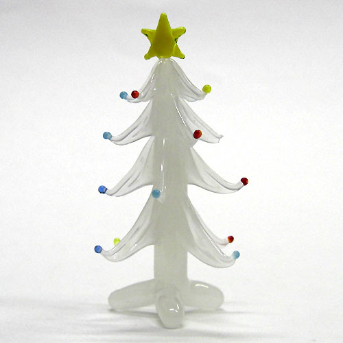 画像1: ホワイトツリー　7.5cm　クリスマス　ガラス細工　雑貨　置物