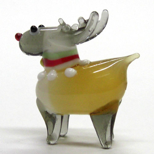 画像: 赤鼻のトナカイ　ブラウン　クリスマス　ガラス細工　雑貨　置物
