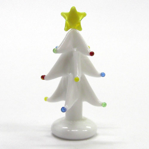 ホワイトツリー　5.3cm　クリスマス　ガラス細工　雑貨　置物