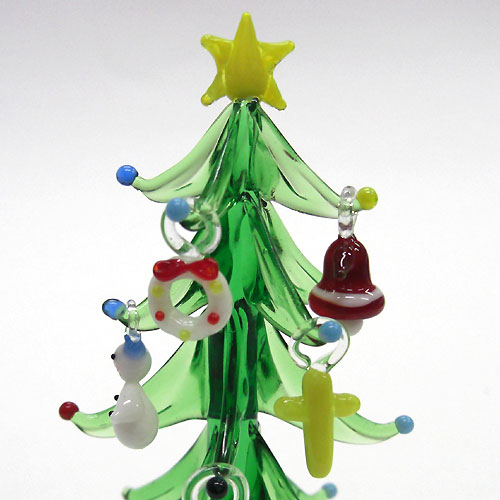 画像: クリスマスツリー　9.5cm　５Ｐ　クリスマス　ガラス細工　雑貨　置物