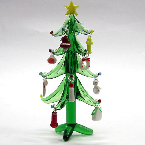 クリスマスのガラス細工】 クリスマスツリー 12.5cm ９Ｐ