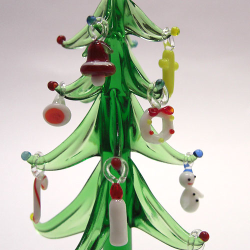 画像: クリスマスツリー　12.5cm　９Ｐ　クリスマス　ガラス細工　雑貨　置物