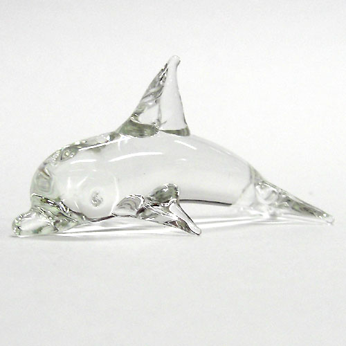 ガラス製イルカの置物 ハンドメイド ( 重量 1.7 kg)