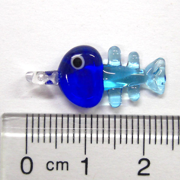 画像: 魚の骨　ブルー　ガラス細工　雑貨　ピアス