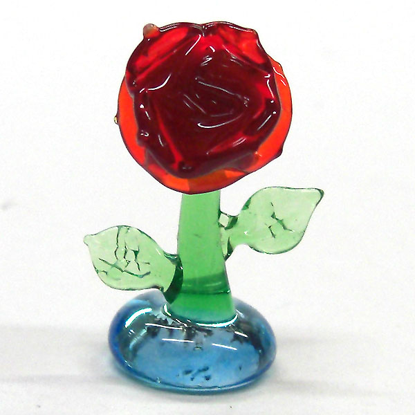 花のガラス細工 赤い薔薇 バラ
