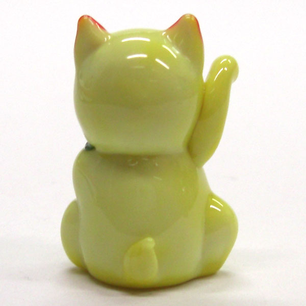 画像: カラー招き猫　イエロー　ガラス細工　雑貨　置物