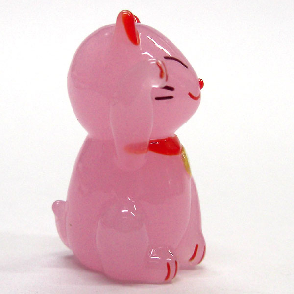 画像: 招き猫のガラス細工　カラー招き猫　ピンク