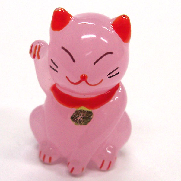 画像2: 招き猫のガラス細工　カラー招き猫　ピンク
