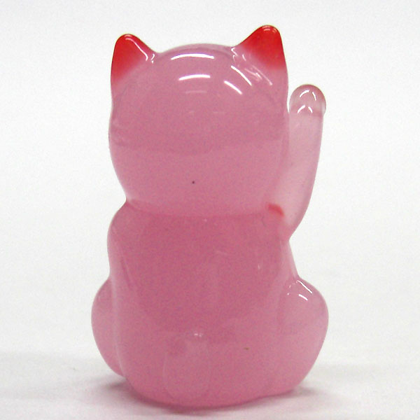 招き猫のガラス細工】 カラー招き猫 ピンク