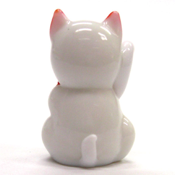 画像: カラー招き猫　ホワイト　ガラス細工　雑貨　置物