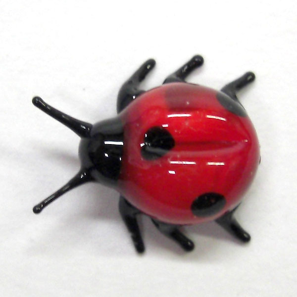 画像: てんとうむし　薄い赤　昆虫　ガラス細工　雑貨　置物