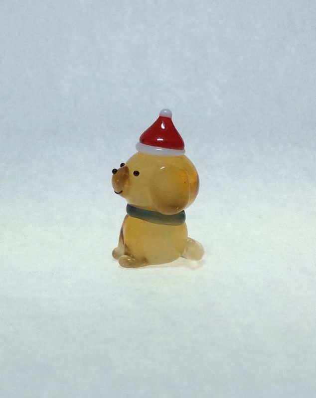 画像2: サンタ帽子イヌ　クリスマス　ガラス細工　雑貨　置物