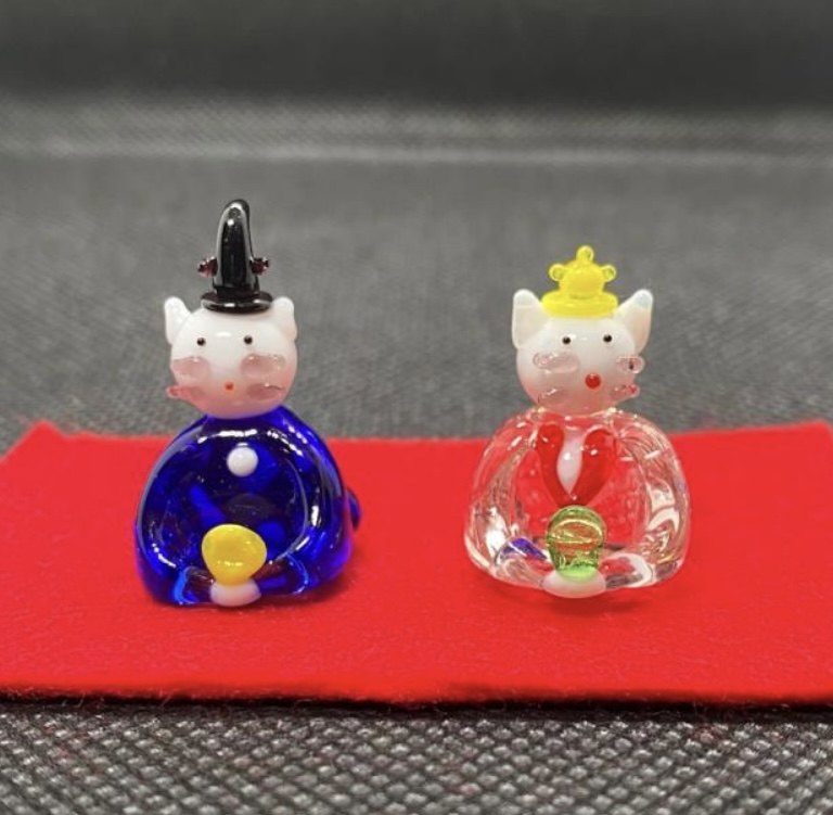 画像1: ひな人形（雛人形）　ネコのお雛様　ひなまつり　ガラス細工　雑貨　置物