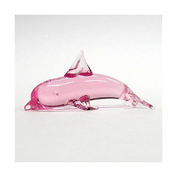 画像1: クリアイルカ　飛び　ピンク　ガラス細工　雑貨　置物