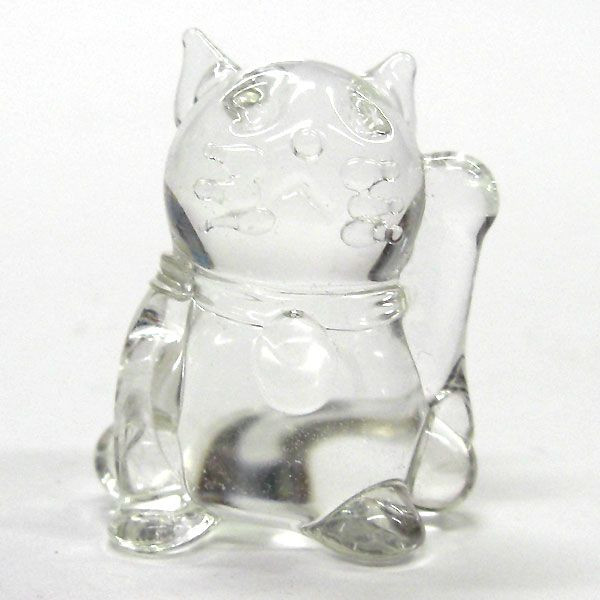 クリア招き猫 ガラス細工 雑貨 置物 - 江の島ガラスHOOK おちゃのこ 
