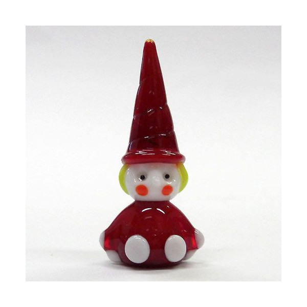 画像1: 赤い洋服の座小人　Ｌ　メルヘン　ガラス細工　雑貨　置物