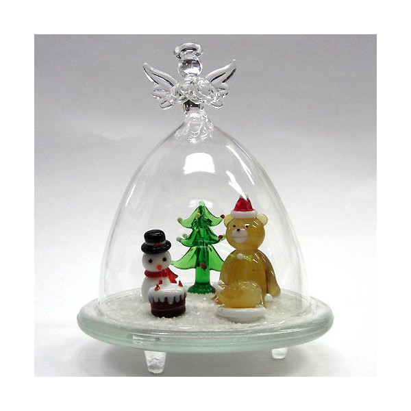 テディベアとおしゃれ雪だるま クリスマス ガラス細工 雑貨 置物 江の島ガラスhook おちゃのこネット店